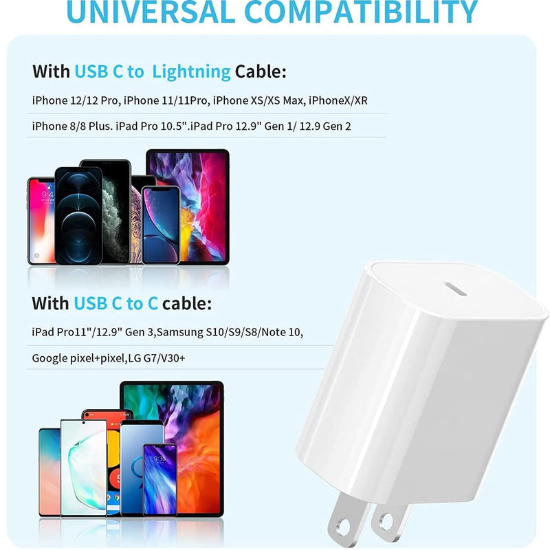 [Australia - AusPower] - [2 Pack] 20W iPhone Fast Charger, MFi USB C Wall Charger Block with 5FT Lightning Cable Compatible with iPhone 14Pro/13 Pro/12/12 Pro Max/11 Pro Max/XS Max 2Pack for iPhone 