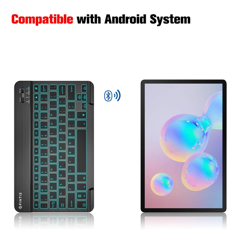 [Australia - AusPower] - Fintie 10-Inch Ultrathin (4mm) Wireless Bluetooth Keyboard [7 Color Backlit] for Android Tablet Samsung Galaxy Tab S7 / S6 / S5e, Tab A 10.1/9.7, ASUS, Google Nexus, Lenovo and Other Android Devices 