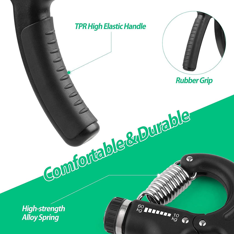 [Australia - AusPower] - NIYIKOW 2 Pack Grip Strength Trainer, Hand Grip Strengthener, Adjustable Resistance 22-132Lbs (10-60kg), Non-Slip Gripper, Perfect for Musicians Athletes and Hand Rehabilitation Exercising 