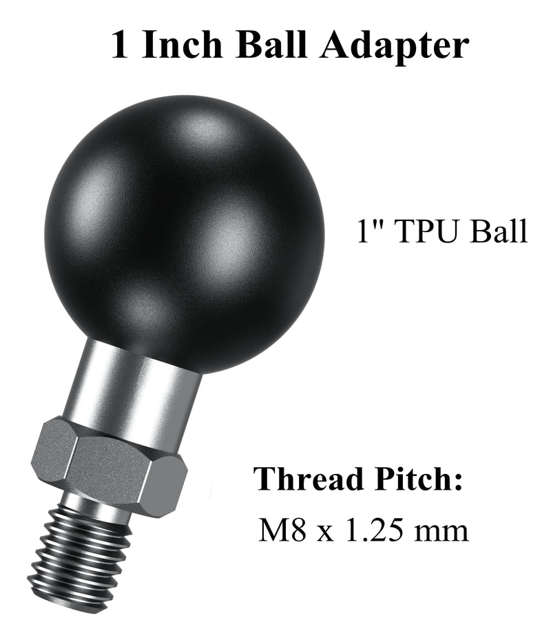 [Australia - AusPower] - BRCOVAN 1'' Ball Adapter with M8 x 1.25 Threaded Post Compatible with RAM Mounts B Size 1 Inch Ball Double Socket Arm 