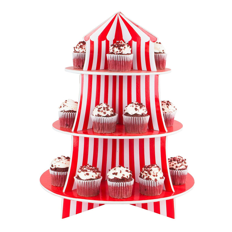 [Australia - AusPower] - 3 Tier Cupcake Foam Stand with Circus Carnival Tent Design for Desserts, Birthdays, Decorations 