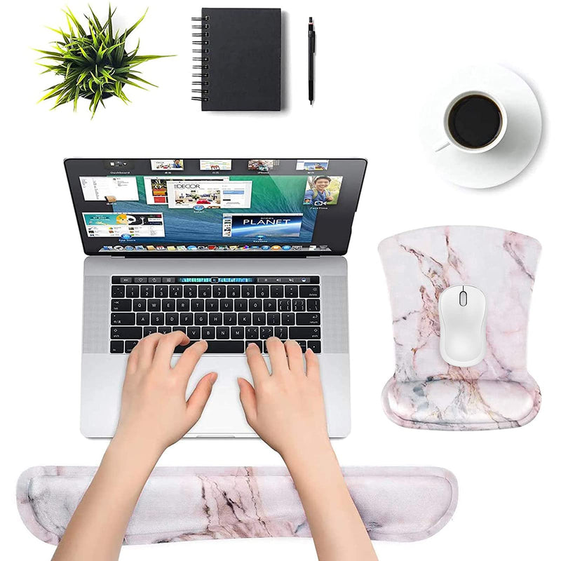[Australia - AusPower] - MOSISO Wrist Rest Support for Mouse Pad & Keyboard Set, Ergonomic Mousepad Non-Slip Base Home/Office Pain Relief & Easy Typing Cushion with Neoprene Cloth & Raised Memory Foam, Colorful Marble 