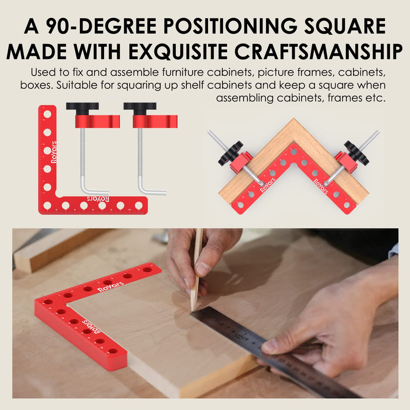 [Australia - AusPower] - Royars Update 90 Degree Positioning Squares Right Angle Clamps for Woodworking,1 Pack （4.7"*4.7"）Aluminium Alloy Corner Clamp Woodworking Carpenter Clamping Tool for Picture Frame Box Cabinets Drawers 4.7" x 4.7" 