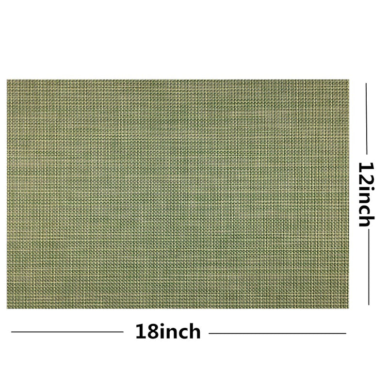 [Australia - AusPower] - WAZAIGUR Placemats Easy to Clean Crisscross Woven Vinyl Place Mats Indoor Dining Durable Non-Slip Heat Resistant Table Mats for Kitchen Table Set of 4,Green and Yellow Green and Yellow 