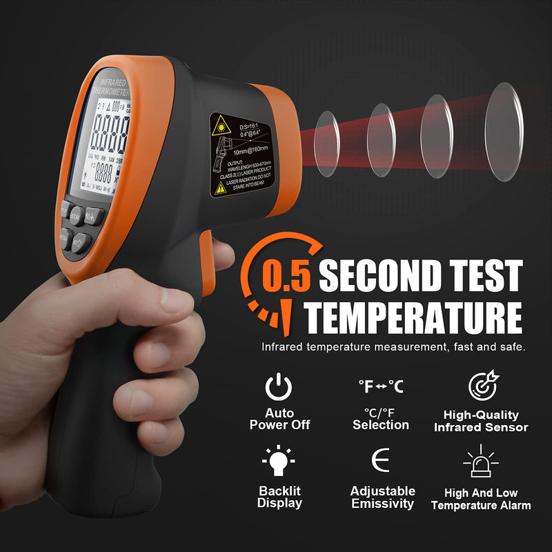 [Australia - AusPower] - Infrared Thermometer Gun - BTMETER 985C Non Contact 16:1 IR Laser Temperature Gun Digital Instant Read -50℃~800℃(-58℉~1472℉) for Food Cooking Kitchen Grilling HAVC(NOT for Human Temp Test) 
