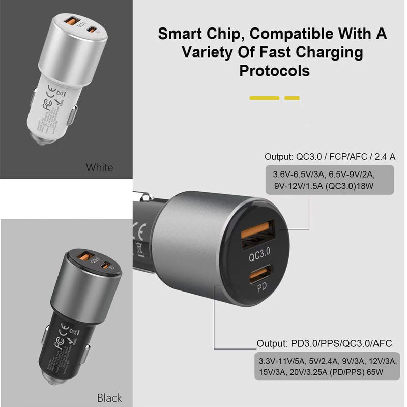 [Australia - AusPower] - ABCOOL USB C PD PPS Car Charger - 83W Dual Port Fast Charging Adapter with 65W Power Delivery for MacBook, iPad, iPhone, Samsung Galaxy and Compatible Ultrabook Laptop Notebook, 18W QC3 for Android 