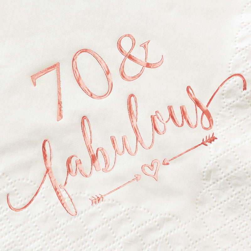 [Australia - AusPower] - Crisky 70 and Fabulous Cocktail Napkins Rose Gold for Women 70th Birthday Decorations, 70th Birthday Bevergae Dessert Cake Table Supplies, 50Pcs, 3-Ply 