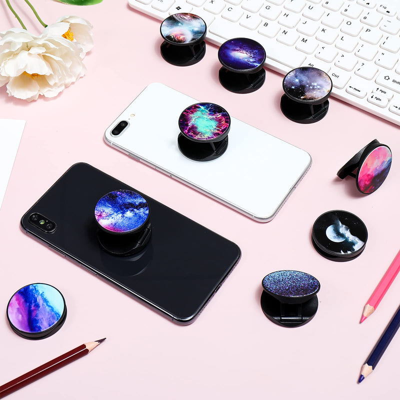 [Australia - AusPower] - 9 Pieces Cell Phone Grip Holder Collapsible Phone Holder Colorful Self-Adhesive Finger Ring Sublimation Phone Holders for Smartphone and Tablets (Nebula) Nebula 
