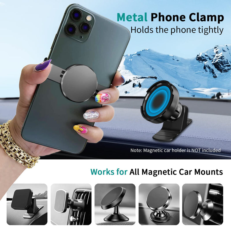 [Australia - AusPower] - Metal Phone Clamp for Magnetic Car Mount [Clip & Remove at Anytime] Metal Phone Clip for All Magnet Car Holder Cell Phone Magnetic Plate Compatible with iPhone 13 Pro Max, Samsung S21 and More -Black Black 