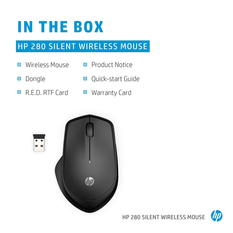 [Australia - AusPower] - HP Wireless Silent 280M Mouse - Ergonomic Right-Handed Design, 18 Month Battery Life, and 2.4GHz Reliable Connection - Works for Computers and Laptops - Far Quieter Clicks Than Most Mice 