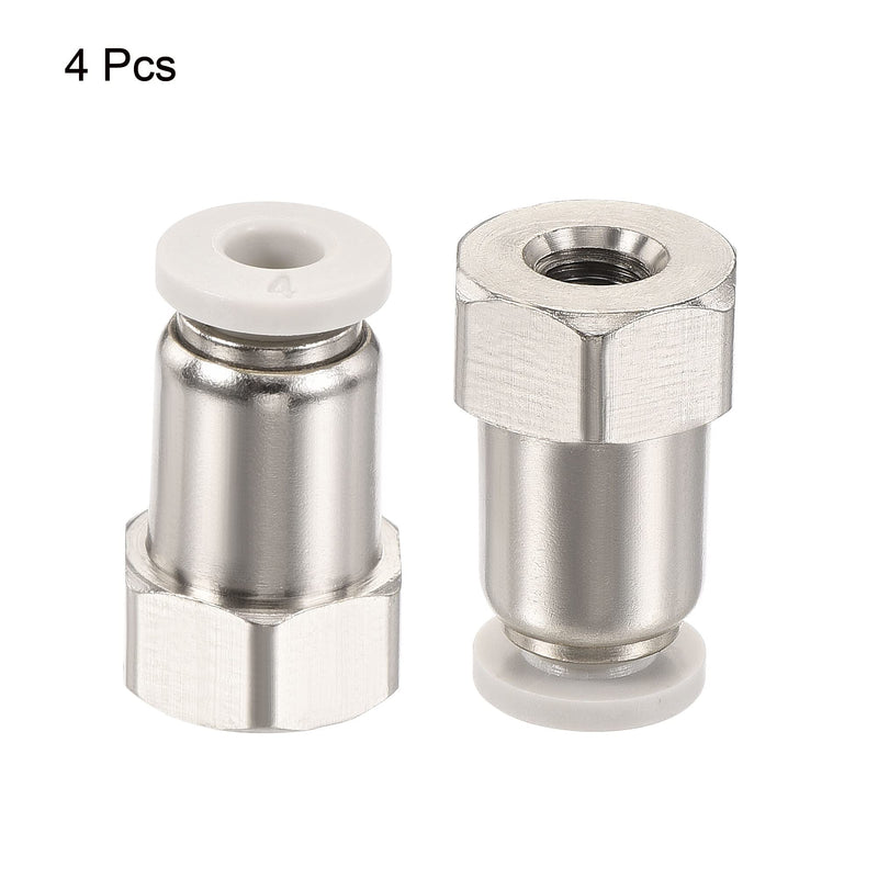 [Australia - AusPower] - MECCANIXITY Push to Connect Fittings M5 Female Thread Fit 4mm Tube OD Nickel-Plated Copper Straight Union Fitting, Pack of 4 