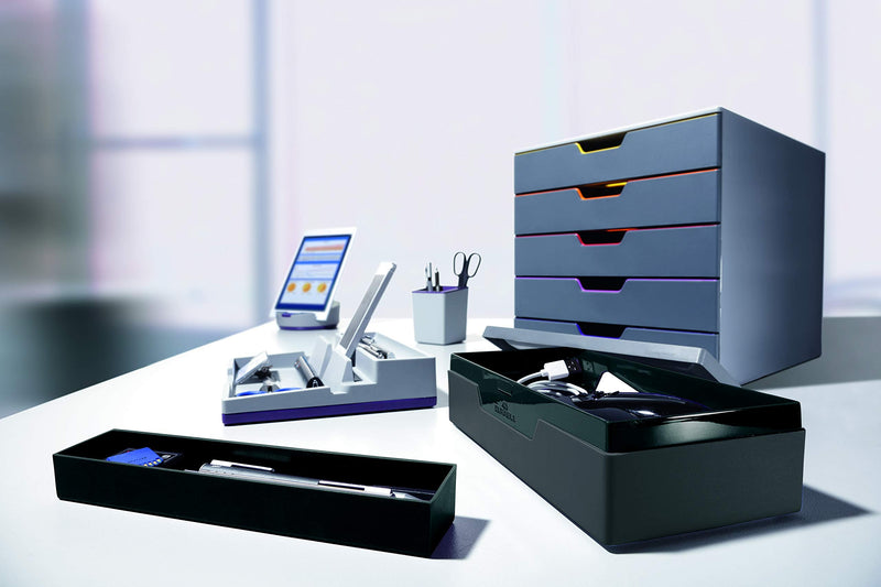 [Australia - AusPower] - DURABLE Enclosed Desk Caddy Organizer, Compact, Smart Cable Management, 3.5" w x 5.25" h, Charcoal (761258) Job Case 