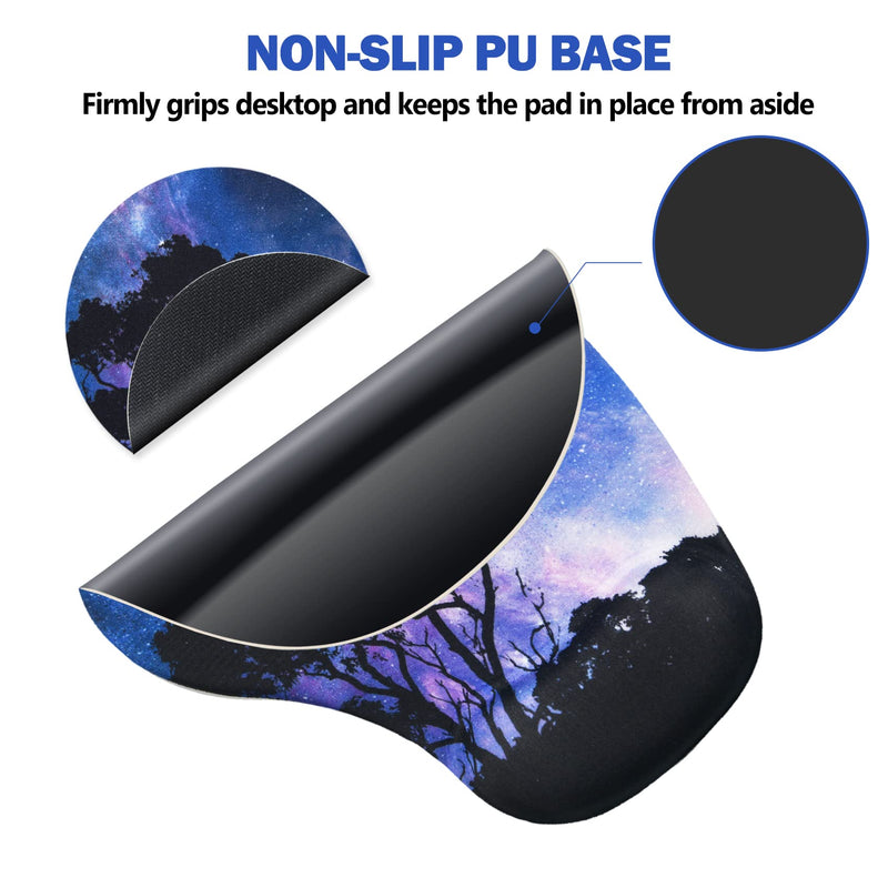 [Australia - AusPower] - AIMSA Ergonomic Mouse Pad with Wrist Support Gel, Wrist Rest Pad Non-Slip PU Base Comfortable Laptop, Computer Mousepad for Office, Home, Easy Typing & Pain Relief, Tree Galaxy 
