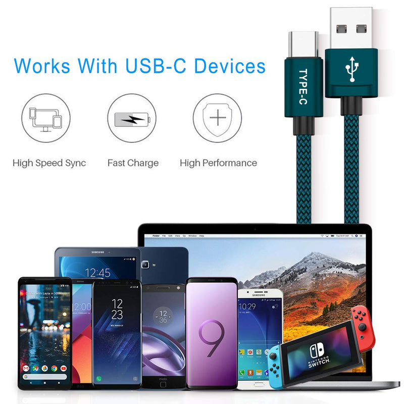 [Australia - AusPower] - USB Type C Charger Cable 3-Pack 3.3/6.6/10FT,Micro C Charging Cord for Samsung Galaxy A10E A20 A21 A11 A50 A51 A52 A53 A70 A72 A73 A42 A32 A33 A12 A22,S10 S20 S21 S22 21 22 Plus,Note 10 20,Z Flip Fold Green 