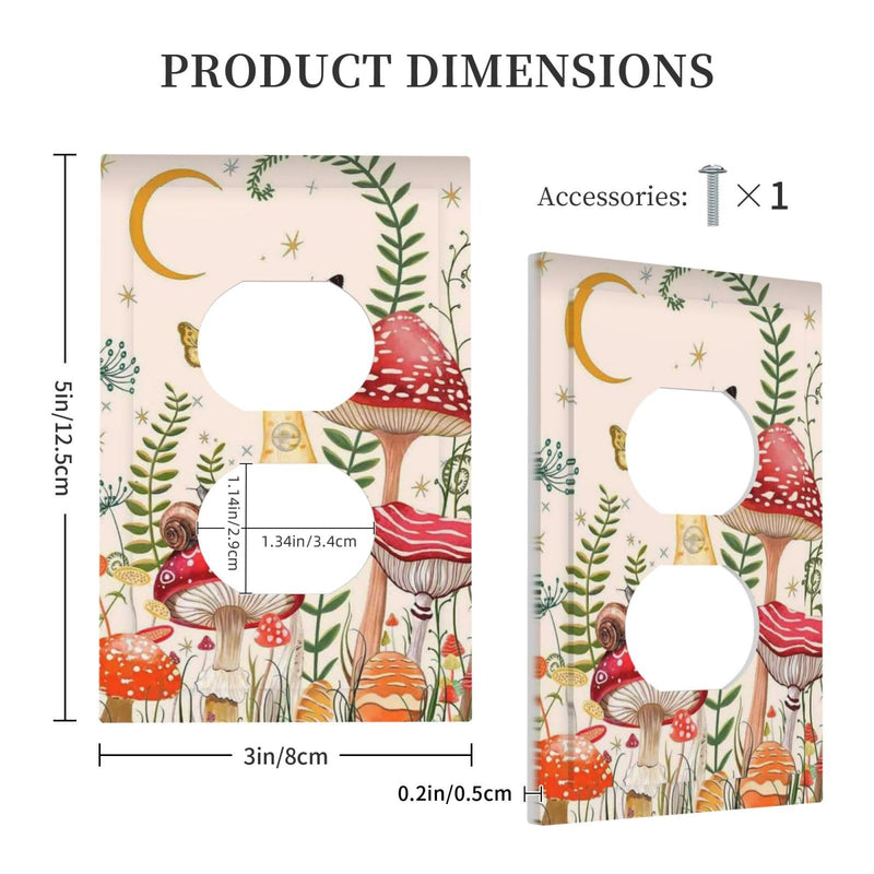 [Australia - AusPower] - Nature Plant Botanical Daisy Mushroom Moon Butterfly Single Duplex Wall Plate Covers Light Switch Cover 1 Gang Outlet Plate Decorative Switchplate Covers Electrical Faceplate For Country Decor 1 Gang Duplex/5x3 IN 