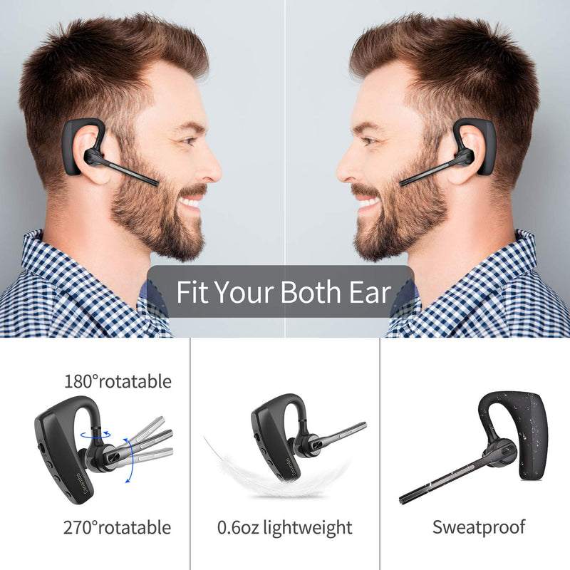 [Australia - AusPower] - Bluetooth Headset 5.0 with CVC8.0 Dual Mic Noise Cancelling Bluetooth Earpiece 16Hrs Talktime Wireless Headset Hands-Free Earphone for Truck Driver iPhone Android Cell Phones 