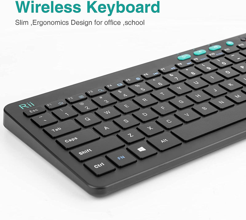 [Australia - AusPower] - Rii RKM709 2.4 Gigahertz Ultra-Slim Wireless Keyboard and Mouse Combo, Multimedia Office Keyboard for PC, Laptop and Desktop,Business Office(Black) Black 