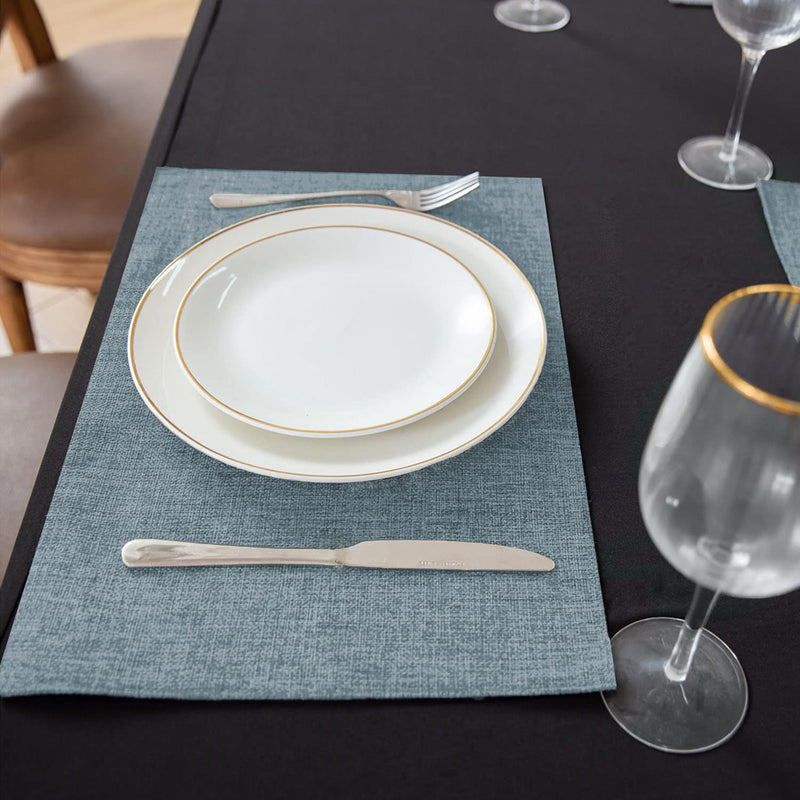 [Australia - AusPower] - Rinpon Cloth Placemats Set of 8, Linen Type Fabric Placemats Machine Washable Placemats Heat Resistant Placemats Wrinkle Free Thick Polyester Kitchen Place Mats for Dining Table (Light Gray) Light Gray 