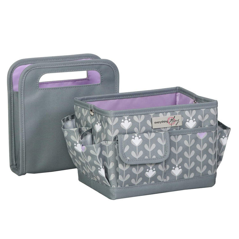 [Australia - AusPower] - Everything Mary Craft Caddy, Purple - Art Storage for Supplies & Crafts - Supply Organizers Tote for School Classroom, Office, and Home - Organization for Makeup & Nurses Purple Floral 