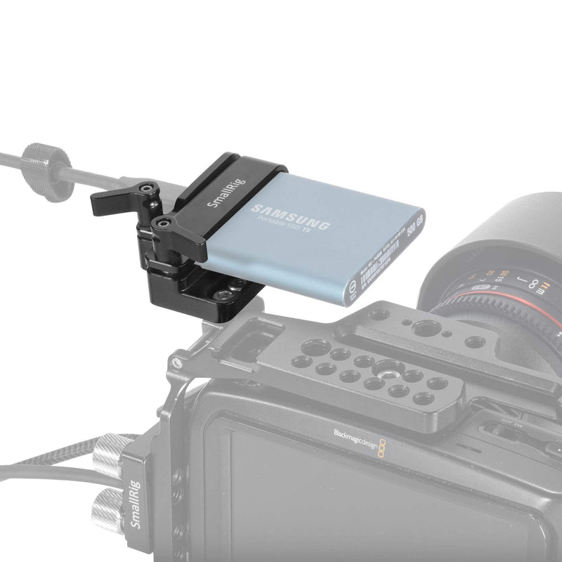 [Australia - AusPower] - SMALLRIG Mount Bracket SSD Holder for Samsung T5 SSD with 1/4”-20 Threads, Compatible with SMALLRIG Cage for BMPCC 4K & 6K and Z CAM (New Version) – 2245B For 4K & 6K Cage 