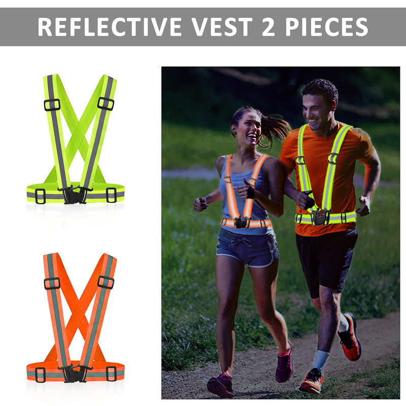 [Australia - AusPower] - Miushion Reflective Vest - Running Vest Reflector, Reflective Running Vest with Safety Straps, High Visibility Reflector A-2pcs Vests 