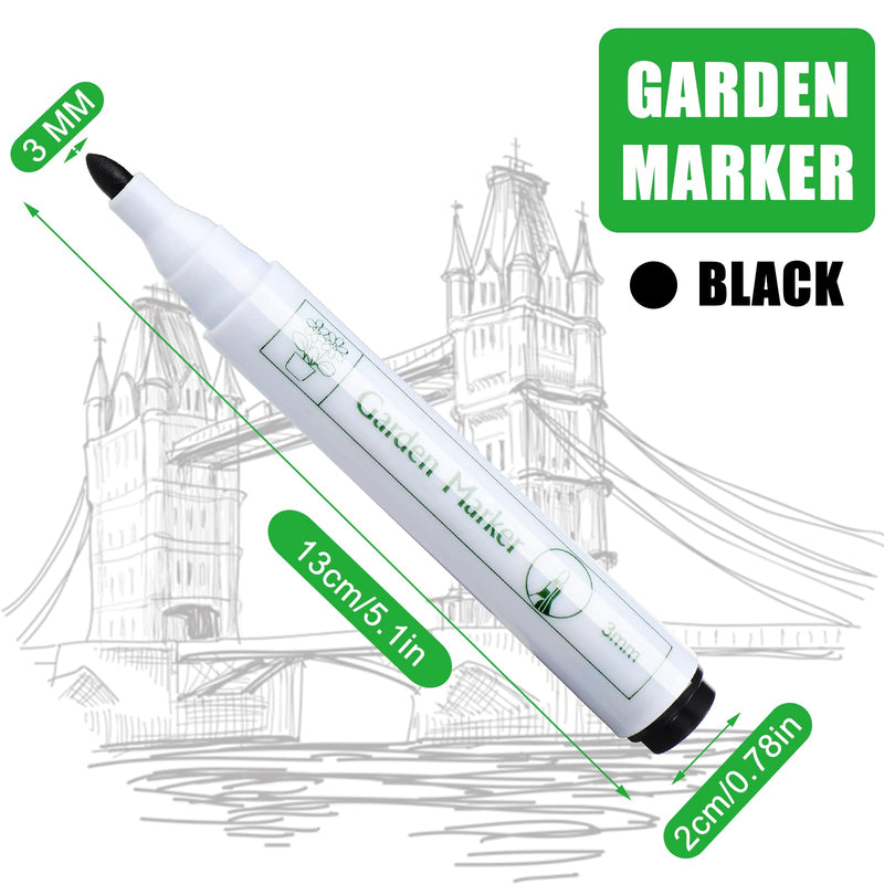 [Australia - AusPower] - 20 Pieces Permanent Garden Markers Pen Waterproof Outdoor Markers Pen Medium Point Pen Quick Drying Black Ink Markers Pen for Metal, Rock Painting, Wood, Fabric, Plastic, Canvas, Mugs 