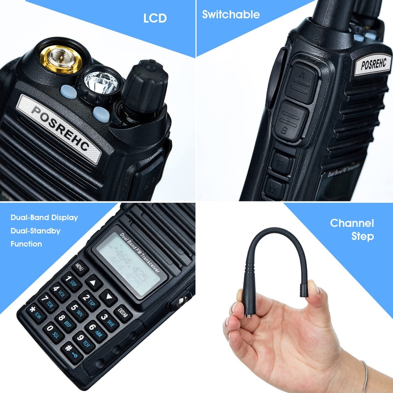 [Australia - AusPower] - POSREHC Two Way Radio UV-82 Dual Band Walkie Talkies for Adults with 128 Channels Two Way radios（ 1 Pack） 