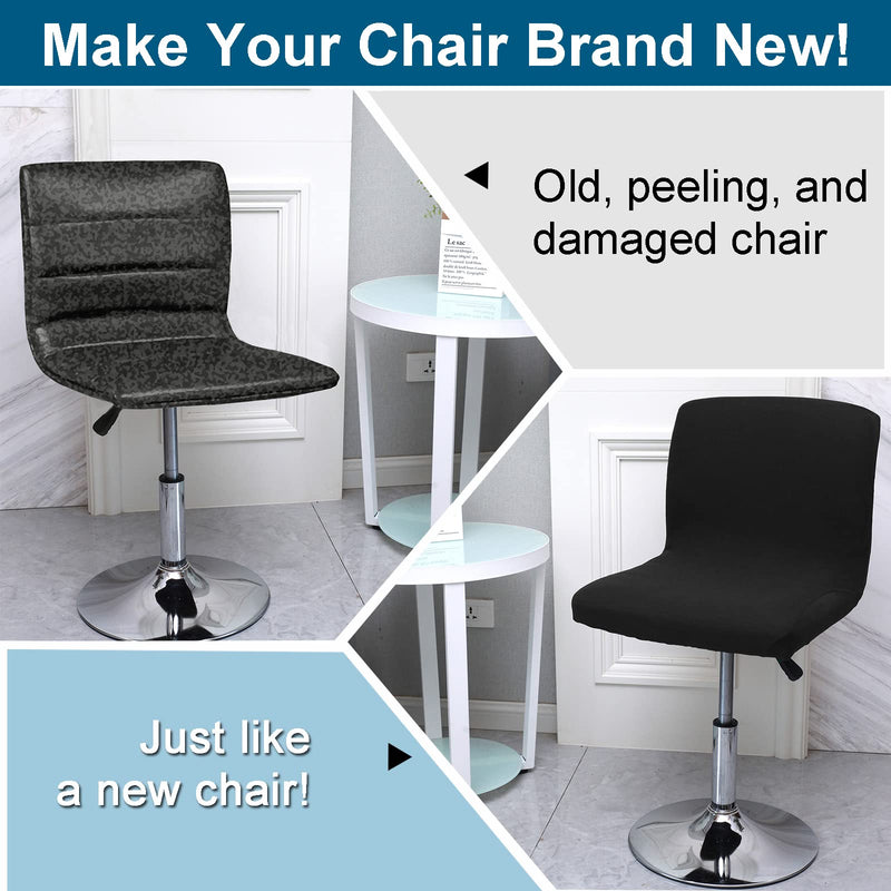 [Australia - AusPower] - WOMACO Bar Stool Cover with Back Printed Dining Room Square Swivel Barstool Chair Seat Cushion Slipcover for Counter Height Mid Low Back Chair Protector (2, Black) 2 