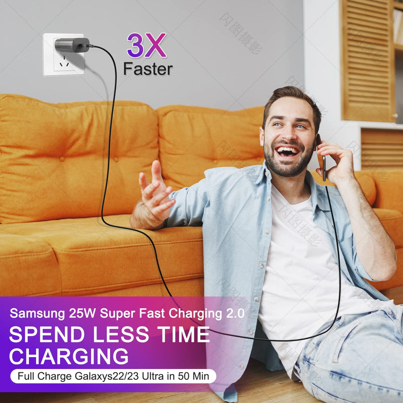 [Australia - AusPower] - Samsung Super Fast Charger,3 Pack Type C 25W USB C Wall Charger Fast Charging with 10FT Long Type C to C Cable for Samsung Galaxy S23 Ultra/S23+/S23/S22/S22+/S22 Ultra/S21/S20/Note 20/10/Z Fold 3 3pack 
