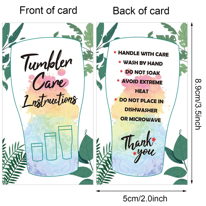 [Australia - AusPower] - 200 Pieces Tumbler Care Instructions Cards Cup Mug Care Instructions 3.5 x 2 Inch Packaging Customer Direction Card for Tumbler, Cup, Mug Small Business Online Shop Owner 