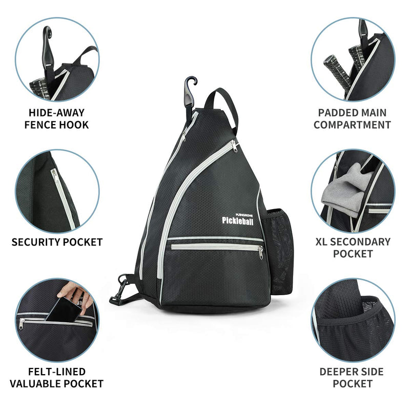 [Australia - AusPower] - Mangrove Pickleball Bag, Men's & Women's Pickleball Backpack, Adjustable Sling Bag with Fence Hook/Upgraded Capacity/Safety Pocket/Water Bottle Holder - 2020 Pickle Ball Paddle Bag 