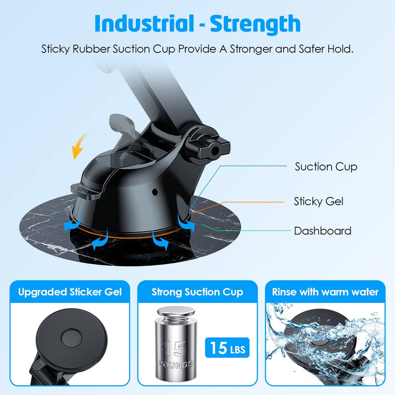 [Australia - AusPower] - WixGear Universal Phone Holder for Car, Windshield Mount and Dashboard Mount Holder for Cell Phones and Tablets with Long Adjustable Arm (New Automatic Closing Arms) 