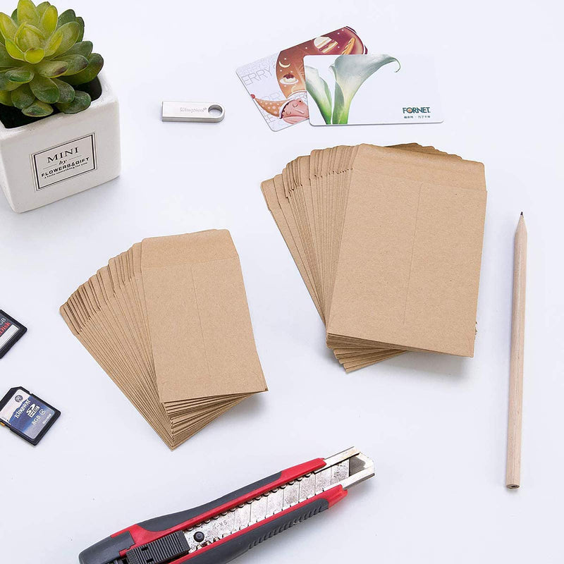 [Australia - AusPower] - 200 Packs Self-Adhesive Small Parts Envelopes Kraft Self Sealing Seed Coin Packets Envelope Stamps Storage for Home Garden Wedding Office, 2.25"×3.5" 2.25"×3.5" 