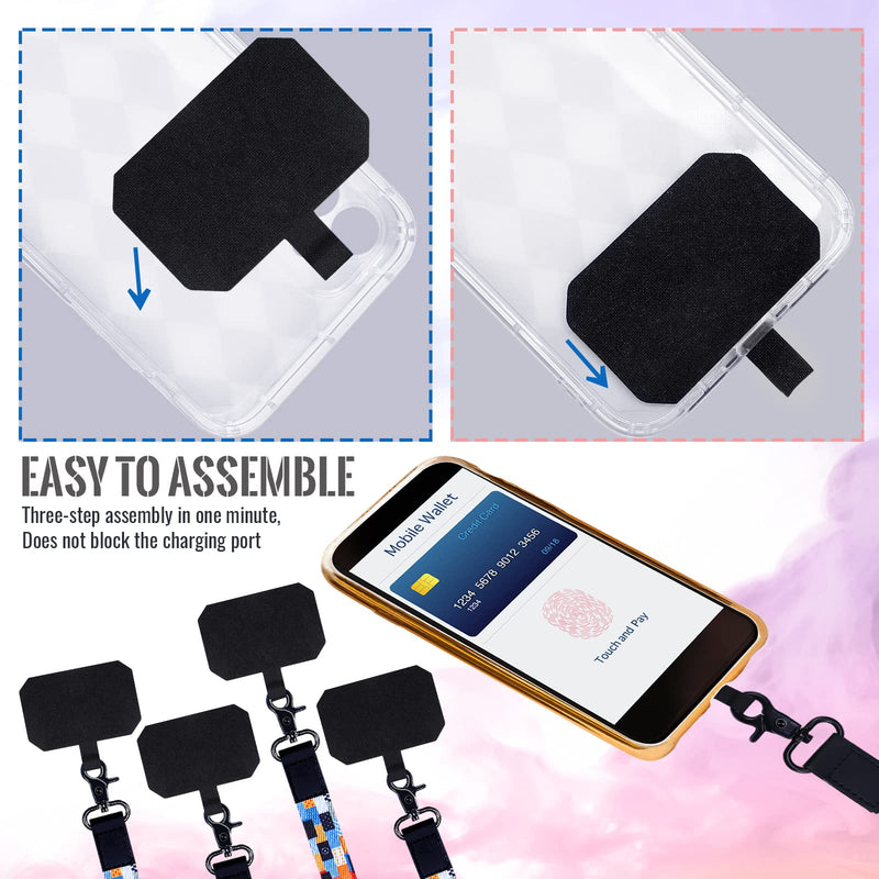 [Australia - AusPower] - Phone Lanyard Neck Crossbody Wrist Strap with 2 Durable Black Patches, Compatible with Most Smartphones, Suitable for Women Girls 