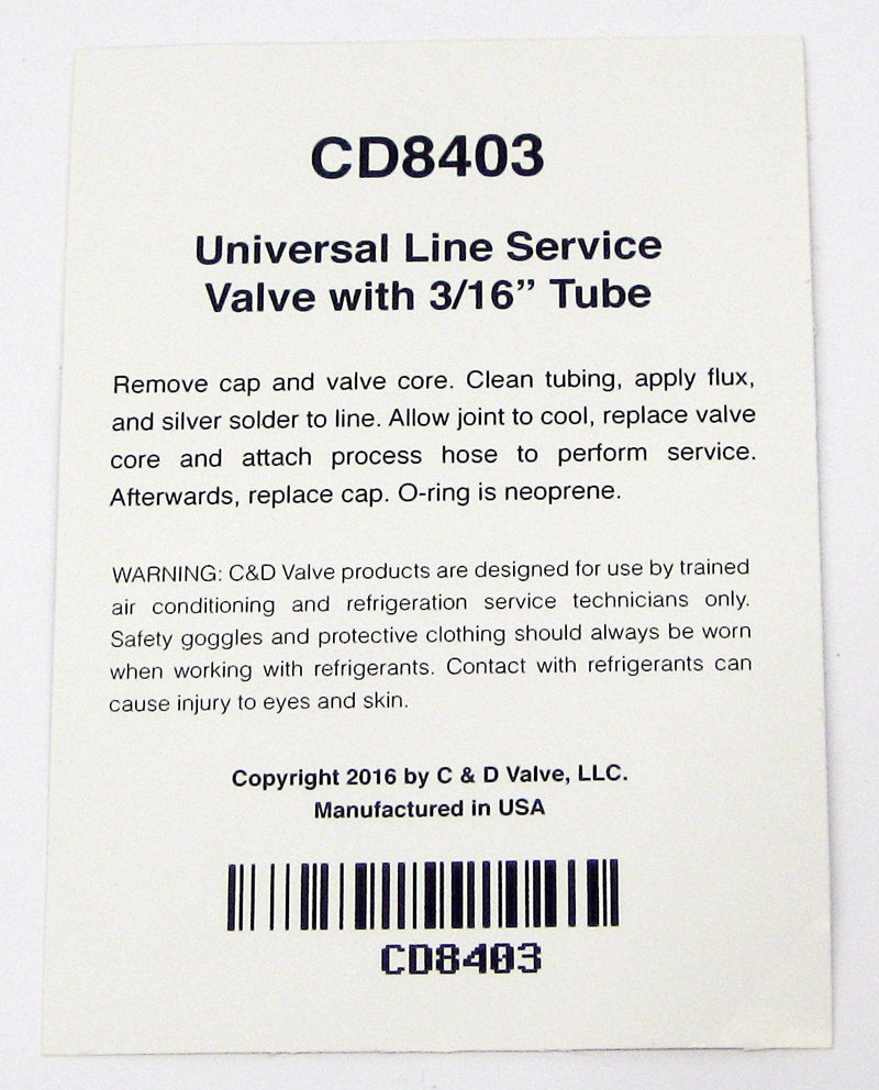 [Australia - AusPower] - C&D Copper Tube Access Valve 3/16 CD8403 Package of 6 