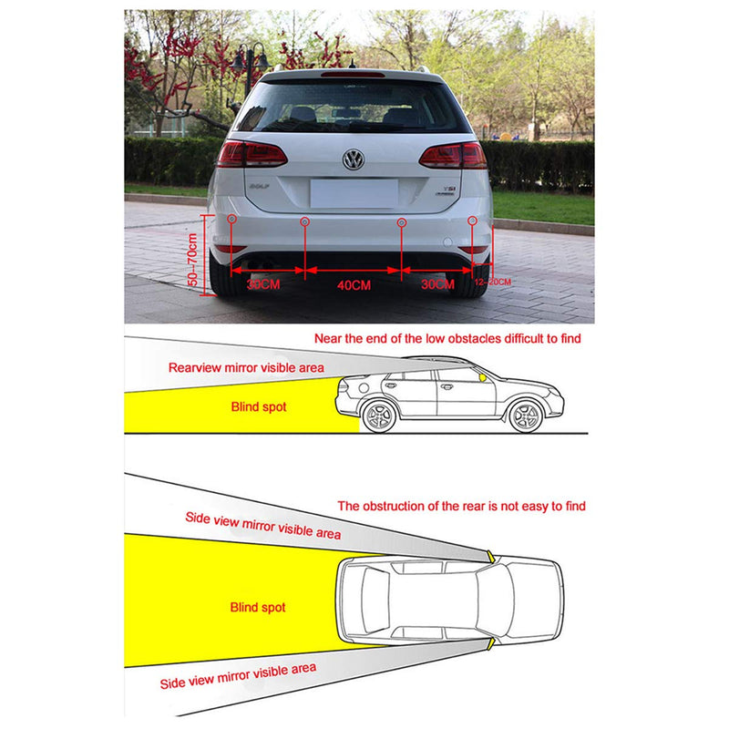 [Australia - AusPower] - Car Parking Sensor, BessieSparks Rear Reversing Radar System with 4 Sensors, Wireless Reverse Backup LED Alarm Buzzer Reminder 5 Colors 