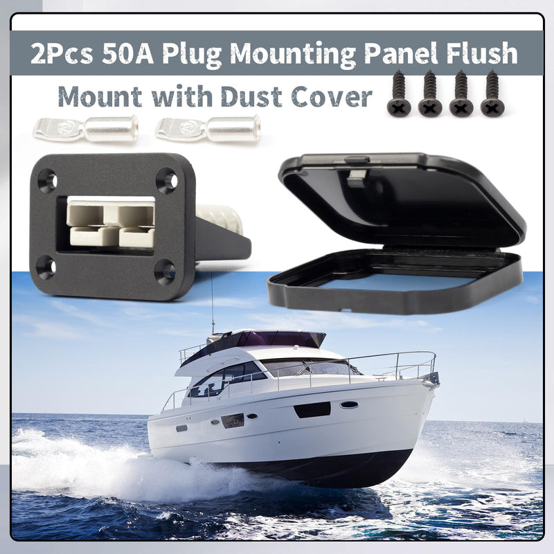 [Australia - AusPower] - Erchon 50A Plug Mounting Panel with Dust Cover Compatible with Anderson SB50 Series Connectors Flush Mount Recessed Plate, 2Pcs 50Amp Socket Panel 12-24V DC 