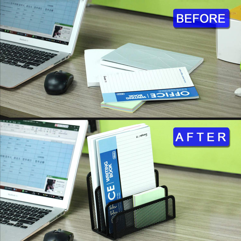 [Australia - AusPower] - Desk Mail Organizer, Anumit File Holder Letter Sorter with 3 Vertical Upright Metal Mesh Compartments Document, Filing, Folders, Mail, Paper Organizer for Home or Office Desktop (1PCS) 1pcs 