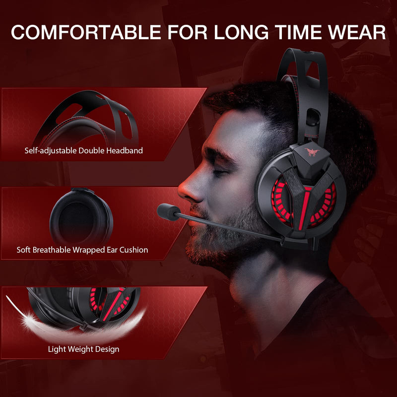 [Australia - AusPower] - Ajsaki M180 Pro Retro Gaming Headsets, Stereo Playstation 4 Headset with Microphone, Wired PC Headset with Noise Cancelling Mic, Over-Ear Gaming Headphones for PC/MAC/PS4/PS5/Nintendo Switch/Xbox One 