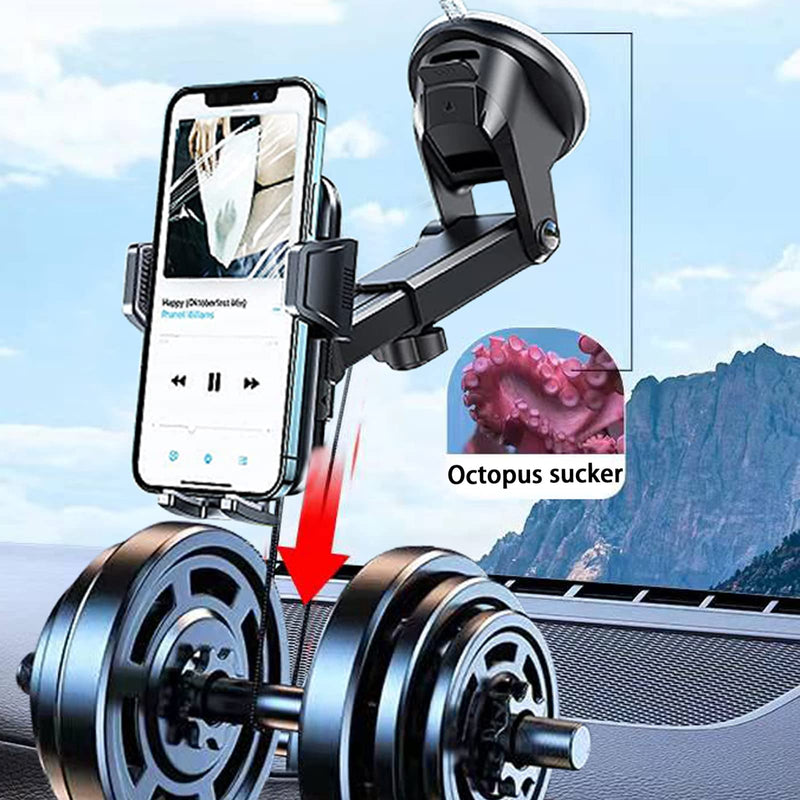 [Australia - AusPower] - GIGIVOSHA Upgraded Phone Mount for car - car Phone Holder Suitable for Dashboard Windshield Vents Long arm Strong Compatible with iPhone 13 Series/iPhone 12 series/11 / 1 Pro Max/XR/Samsung, etc. Black 