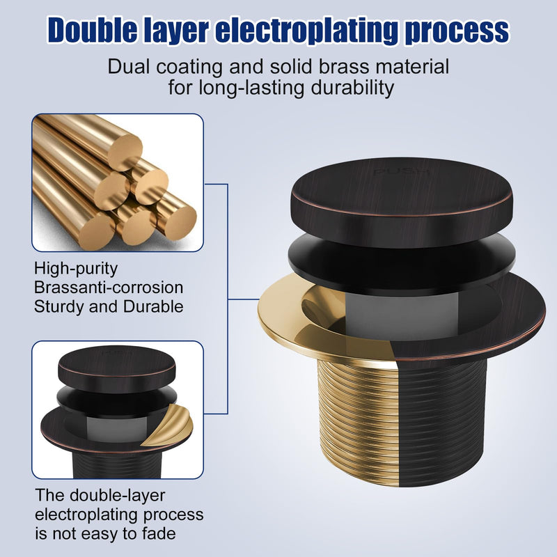 [Australia - AusPower] - Bathtub Drain Tip Toe Tub Conversion Kit Assembly, Replacement Tub Drain Kit with Two-Hole Overflow Faceplate and Universal Fine/Coarse Thread(Oil Rubbed Bronze) Oil Rubbed Bronze 