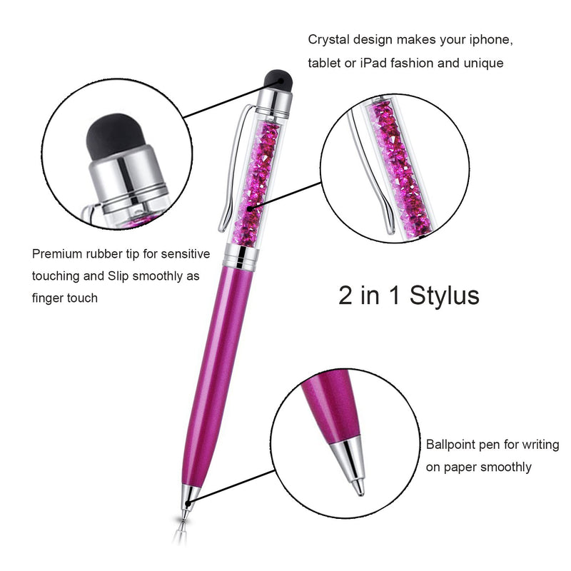 [Australia - AusPower] - Besgoods 2-in-1 Touch Screen Stylus Pen for All Capacitive Touch Screen Device, Blue/Green/White/Orange/Rose/Purple, Pack of 6 (4074215) Blue Green White Orange Rose Purple 