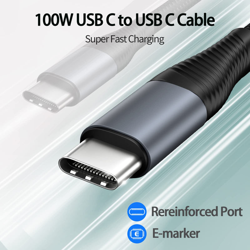 [Australia - AusPower] - USB C to USB C Cable 100W, Bosynoy [2-Pack 10ft] PD Fast Charge Cable for MacBook Pro, Nylon Braided Type C to Type C Cable Compatible with MacBook Pro/MacBook Air/iPad Pro 