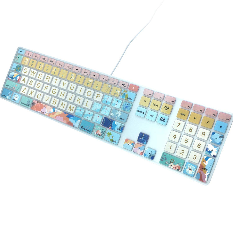 [Australia - AusPower] - Silicone Keyboard Cover Skin for Apple iMac Keyboard with Numeric Keypad Wired USB MB110LL/B(Model: A1243), Cute Print, US Layout, Litter Flowers for Apple wired keyboard(Model: A1243) 