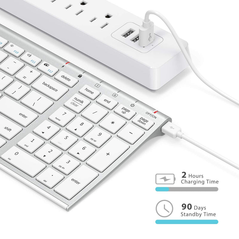 [Australia - AusPower] - iClever GK03 Wireless Keyboard and Mouse Combo - 2.4G Portable Wireless Keyboard Mouse and iClever Wireless Keyboard - GKA22S Rechargeable White Keyboard with Number Pad 