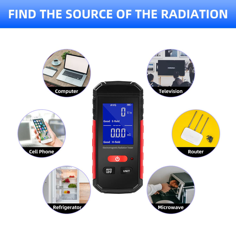 [Australia - AusPower] - EMF Meter, Electromagnetic Radiation Detector, Rechargeable Digital EMF Tester, Electric/Magnetic Field Meter for Home Inspections, Office, Outdoor and Ghost Hunting 