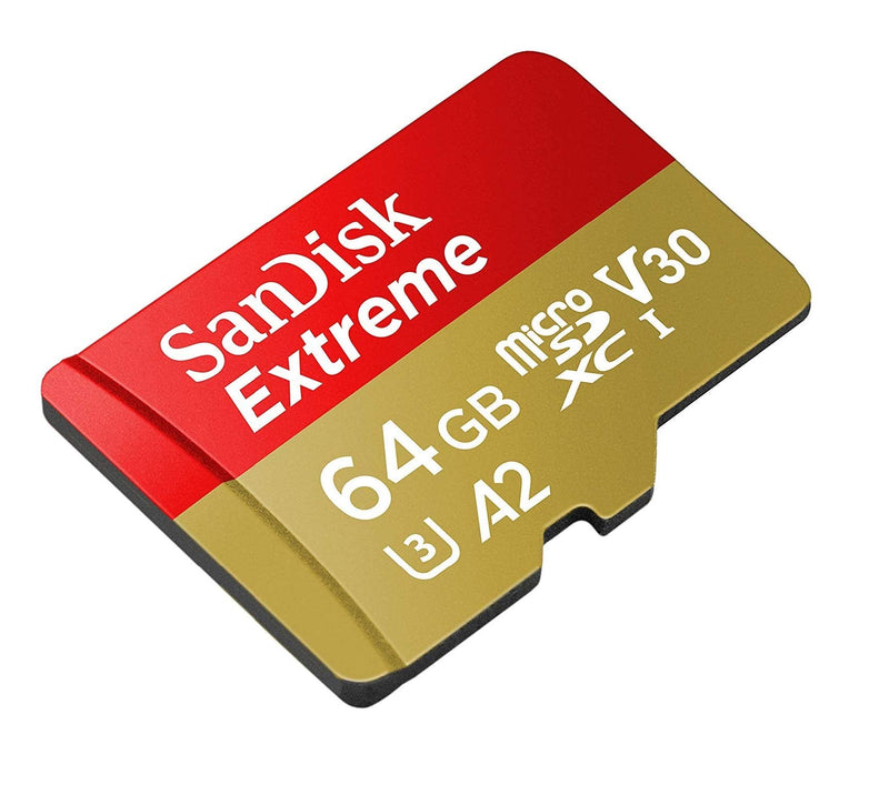 [Australia - AusPower] - 64GB Sandisk Micro SDXC Extreme 4K MicroSD Flash Memory Card 64G Class 10 works with DJI Mavic Pro, Phantom 4, Phantom 3 Quadcopter 4K UHD Video Camera Drone with Everything But Stromboli Card Reader 