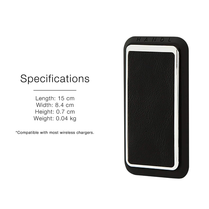 [Australia - AusPower] - HANDL New York HANDLstick Black and Chrome Professional Leather Collection Grip and Stand for Smartphone 