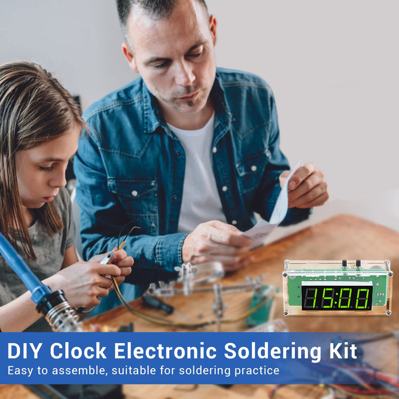 [Australia - AusPower] - MiOYOOW TJ-56-428 4-Digit Digital DIY Clock Kits with Acrylic Shell, DIY Alarm Clock Soldering Practice Kit for Students and DIYers, DIY Electronics Kit for Learning Electronics 4 Digit Multifunctional Clock Kit 