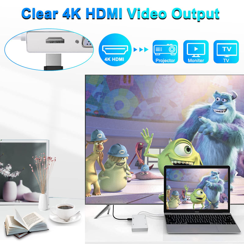 [Australia - AusPower] - USB C to HDMI DVI VGA Adapter, Weton 4 in 1 USB-C hub to 4K HDMI, VGA, DVI Video Adapter, Male to Female Multi-Display Video Converter Monitors Connector for Mac Pro, MacBook Air, iPad Pro, XPS, etc 